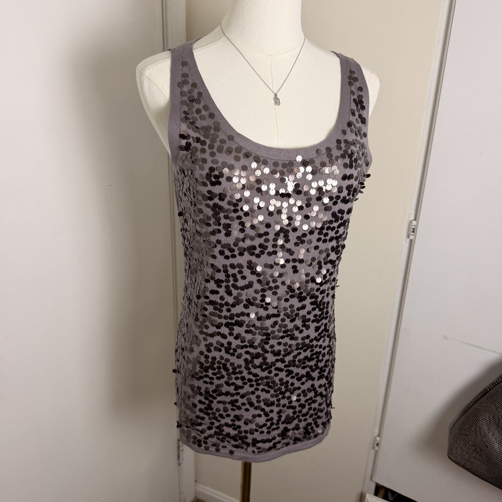 Eileen Fisher Top Womens Medium Sequined Sleeveless Merino Wool Sleeveless Sz S